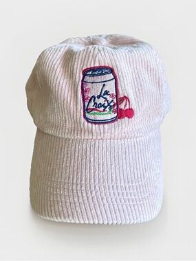 La Croix Embroidered Pink Corduroy Baseball Cap NEW